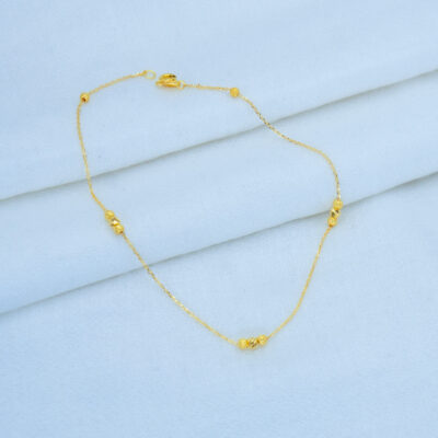 Dainty Beaded Gold Anklet