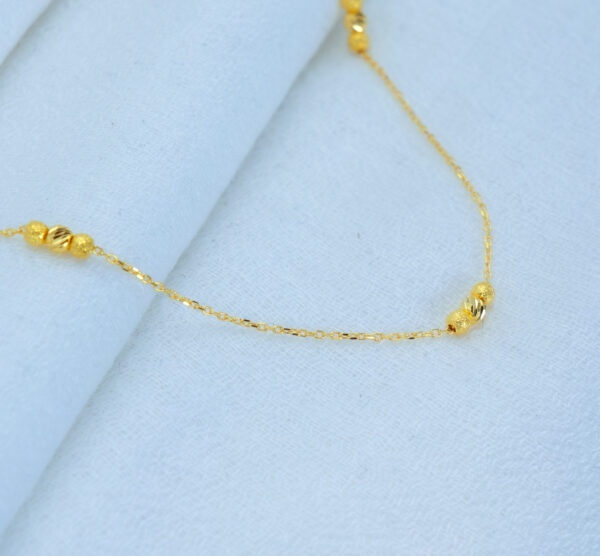 Dainty Beaded Gold Anklet - Image 2