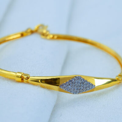 Diamond-Studded Gold Bangle